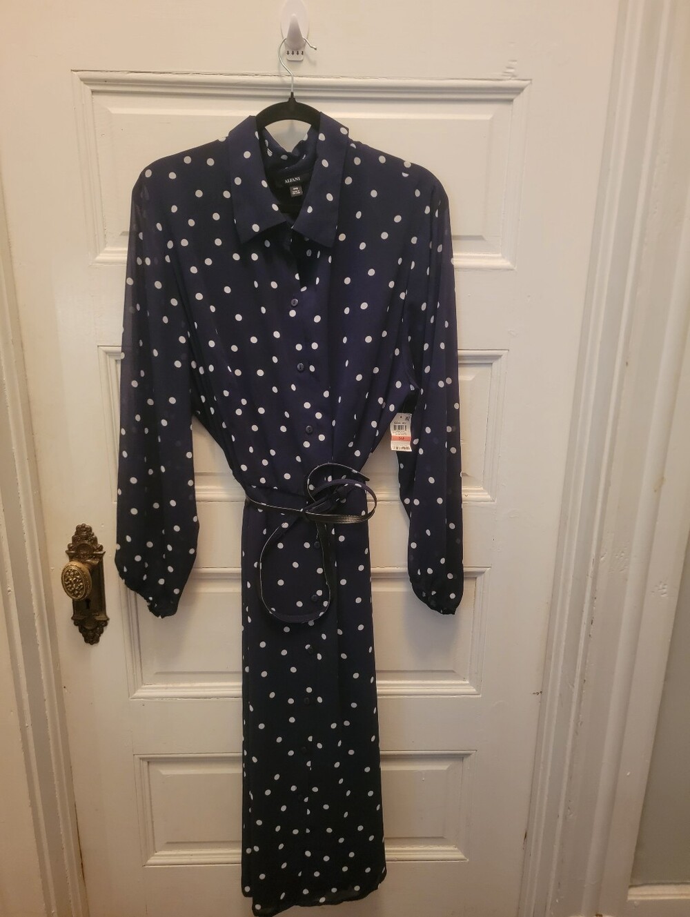 Alfani Navy Blue Polka Dot Blouse